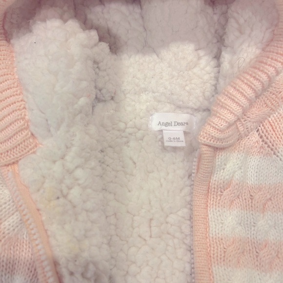 Angel Dear Sherpa Zipper Jacket with Hood in pink/white 0-6m - Picture 5 of 7